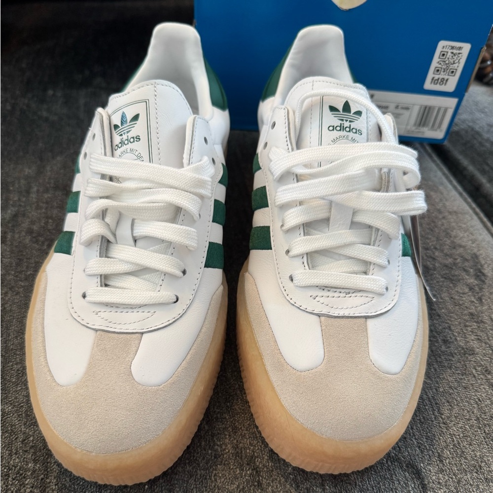 Adidas Samba White and Green Shoes